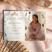 Save The Date Elégante Tiara Quinceañera Photo Enregistrer la da