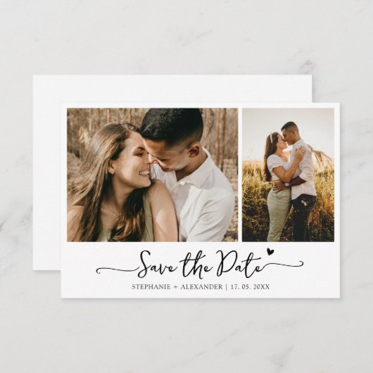 Save The Date Élégante Typographie 2 Mariage Photo Sauvez Le (Devant / Derrière)