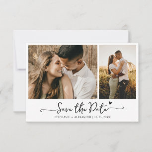 Save The Date Élégante Typographie 2 Mariage Photo Sauvez Le