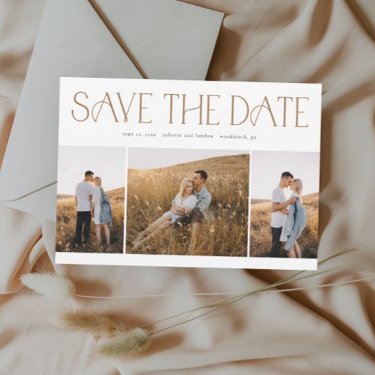 Save The Date Élégante typographie 3 Photo Collage Mariage