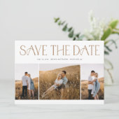 Save The Date Élégante typographie 3 Photo Collage Mariage (Debout devant)