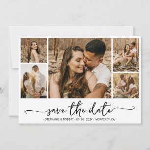 Save The Date Élégante typographie 5 Photo Collage Mariage