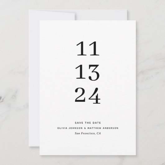 Save The Date Élégante typographie de base propre mariage minima (Devant)