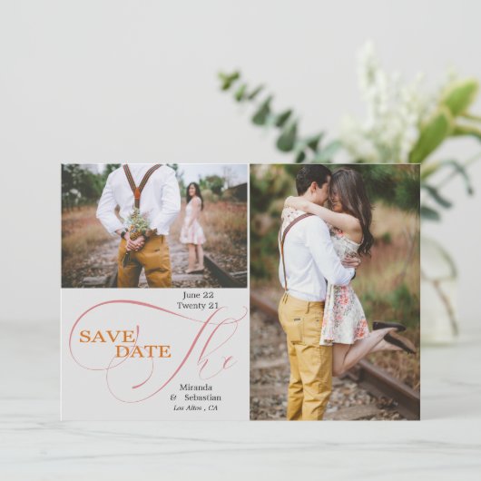 Save The Date Élégante typographie de script 2 Photo Enregistrer (Debout devant)