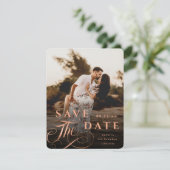 Save The Date Élégante typographie en cuivre avec marbre arrière (Debout devant)