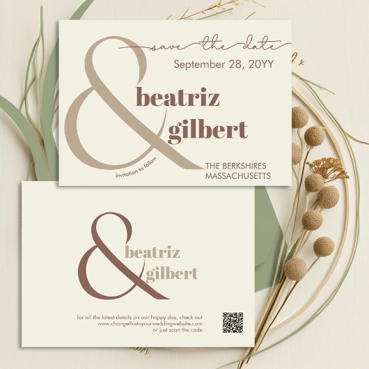 Save The Date Élégante Typographie Mariage Marron au Chocolat