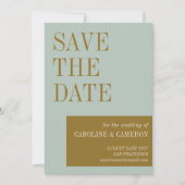 Save The Date Élégante typographie Mariage photo Blue Gold (Devant)