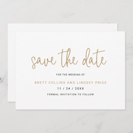 Save The Date Élégante typographie noir et blanc Mariage moderne (Devant / Derrière)