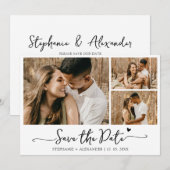 Save The Date Élégante typographie Photo Collage Mariage (Devant / Derrière)