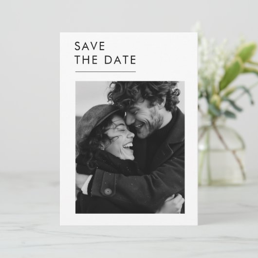 Save The Date Élégante typographie Photo Enregistrer la date Inv (Debout devant)