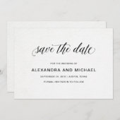 Save The Date Élégante typographie | "Save the date" pour mariag (Devant / Derrière)