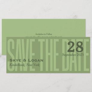 Save The Date Élégante Typographie Vert Élégante Économisez La D