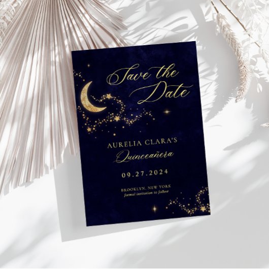 Save The Date Elégante Une nuit sous les étoiles Quinceañera