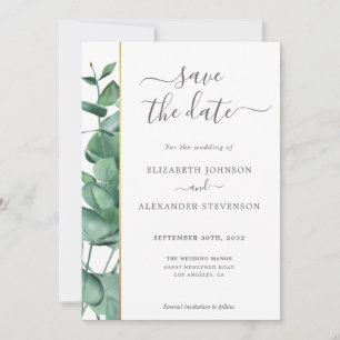 Save The Date Elégante végétation moderne eucalyptus mariage sim