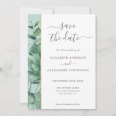 Save The Date Elégante végétation moderne eucalyptus mariage sim (Devant)