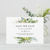 Save The Date Élégante verdure d'olive horizontale Enregistrer l (Debout devant)