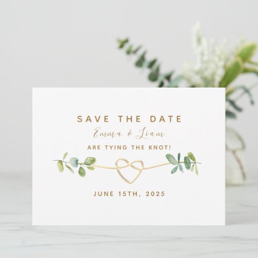 Save The Date Elégante verdure Eucalyptus Mariage (Debout devant)