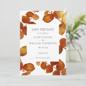 Save The Date Élégantes feuilles de terre cuite botaniques Photo (Debout devant)