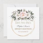 Save The Date Élégantes Fleurs blanches blanches Sweet sixteen o (Dos)