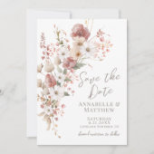 Save The Date Élégantes Fleurs Bohèmes Mariage aux Champs de Fle (Devant)