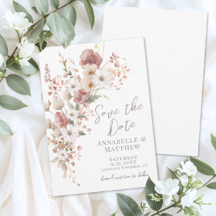 Save The Date Élégantes Fleurs Bohèmes Mariage de Fleurs Sauvage