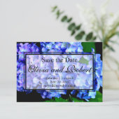 Save The Date Elégantes hydrangées florales violettes bleues (Debout devant)