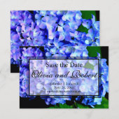Save The Date Elégantes hydrangées florales violettes bleues (Devant / Derrière)