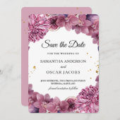 Save The Date Élégantes orchidées et figues rose et violet aquar (Devant / Derrière)