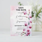 Save The Date Élégantes Orchidées Papillons Fleurs de Mariage Ro (Debout devant)