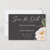 Save The Date Élégantes Pivoines Blanches Modernes sur Mariage N (Devant)