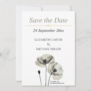 Save The Date Élégantes Poppies Mariage Minimaliste Classique Ne