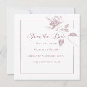 Save The Date Élégantes Roses Blanches Dusty Pink Fleurs de Mari