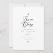 Save The Date Élégants Cupidons de Script Moderne en Or (Devant)