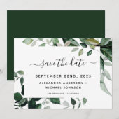 Save The Date Éléments de verdure botanique aquarelle mariage en (Devant / Derrière)