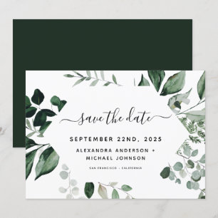 Save The Date Éléments de verdure botanique aquarelle mariage en