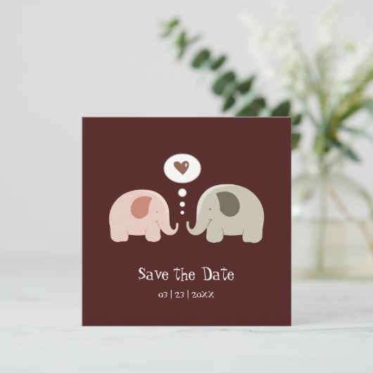 Save The Date Eléphants mignons - Enregistrer l'invitation Date (Debout devant)