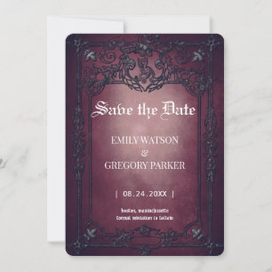 Save The Date Elgant Gothique Turquoise Rouille encadrée Enregis
