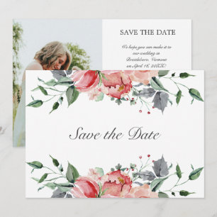 Save The Date Elizabeth Elegant Mariage Fleurs Roses Sauvez La D