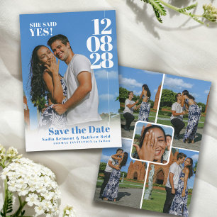 Save The Date Elle a dit oui mariage date avec photos fiançaille