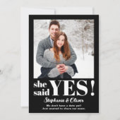 Save The Date Elle a dit oui Photo Annonce de fiançailles (Devant)
