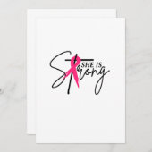 Save The Date Elle Est Forte Au Ruban Rose (Devant / Derrière)