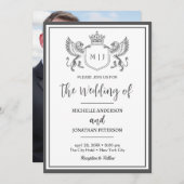 Save The Date Emblème de la Couronne royale Lions Monogramme Mar (Devant / Derrière)