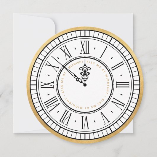 Save The Date Embrasse-moi à minuit | Horloge Nouvel An Invitati (Devant)