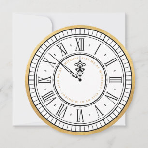 Save The Date Embrasse-moi à minuit   Horloge Nouvel An Invitati
