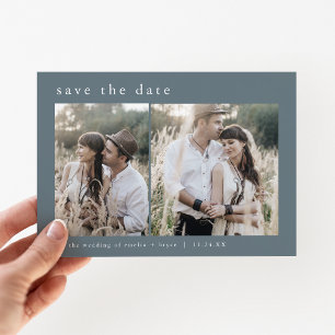 Save The Date EMELIA 2 Photo Simple Boho Nuit Sombre Mariage Ble