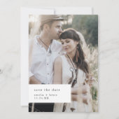 Save The Date EMELIA Blanc Noir Rustique Photo Simple Mariage (Devant)