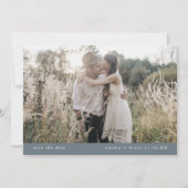 Save The Date EMELIA Photo Minimal Dusty Blue Rustic Mariage (Devant)