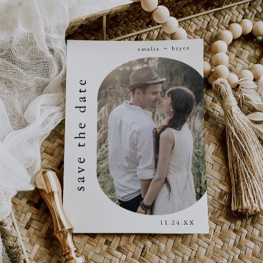 Save The Date EMELIA Simple Photo Moderne Boho Mariage d'hiver