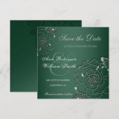 Save The Date Emerald À feuillage persistant Silver Mariage élég (Devant / Derrière)