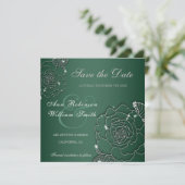 Save The Date Emerald À feuillage persistant Silver Mariage élég (Debout devant)